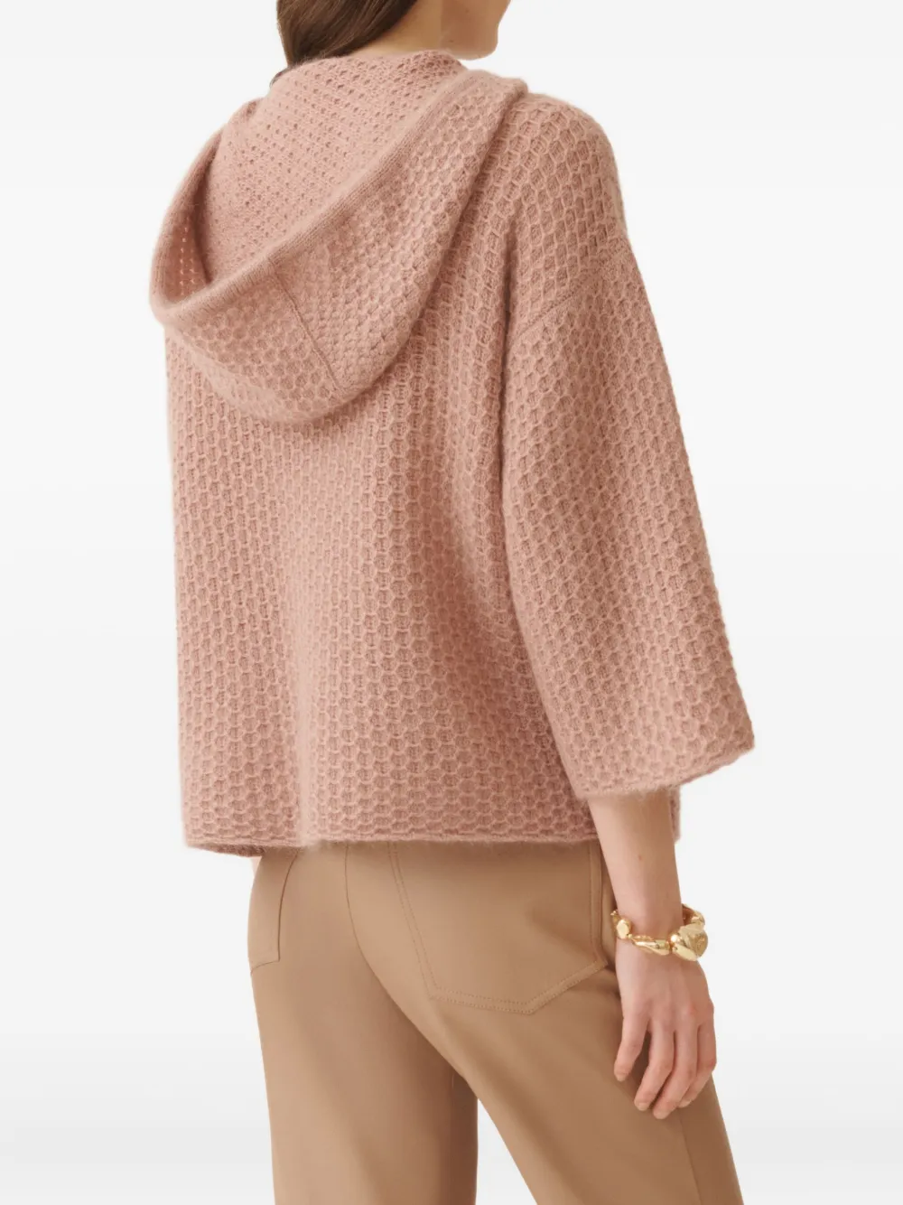 Fabiana Filippi Wafelgebreide trui met capuchon Beige