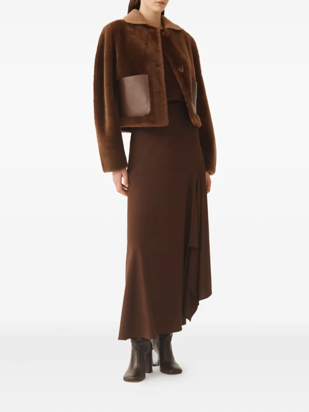 Fabiana Filippi Asymmetrische maxi-rok van wolblend Bruin