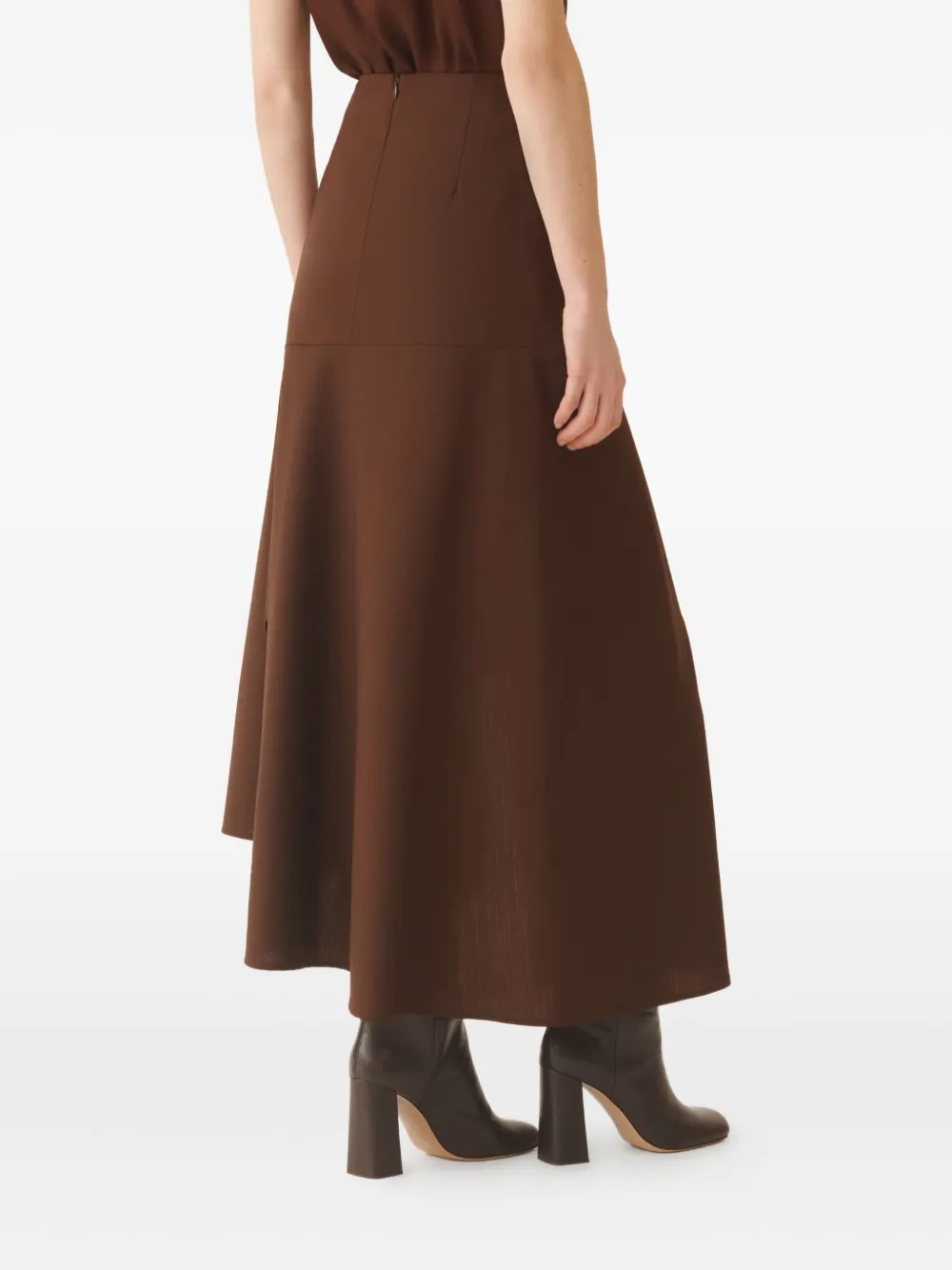 Fabiana Filippi Asymmetrische maxi-rok van wolblend Bruin