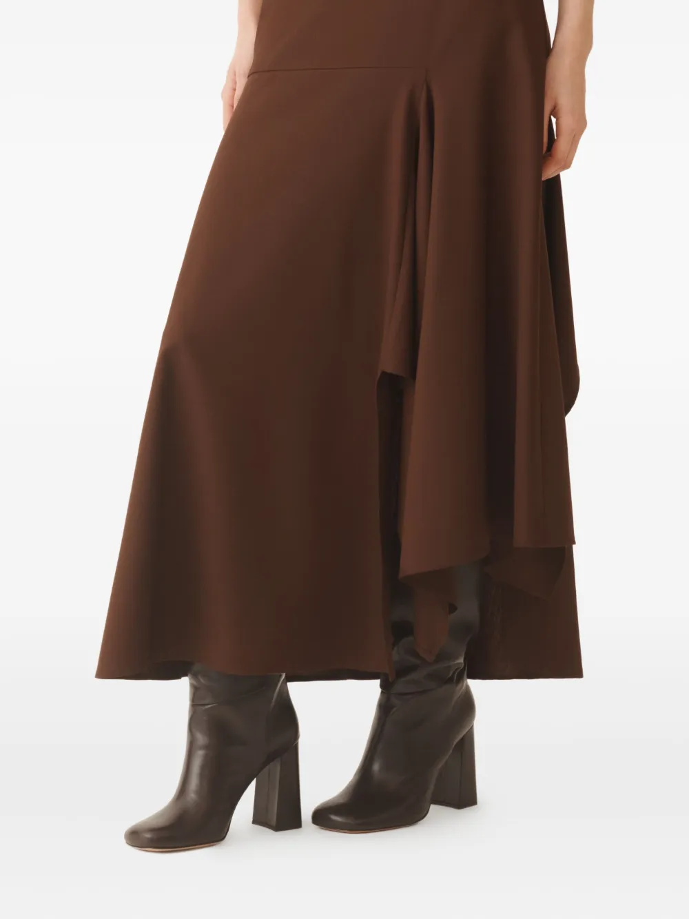 Fabiana Filippi Asymmetrische maxi-rok van wolblend Bruin