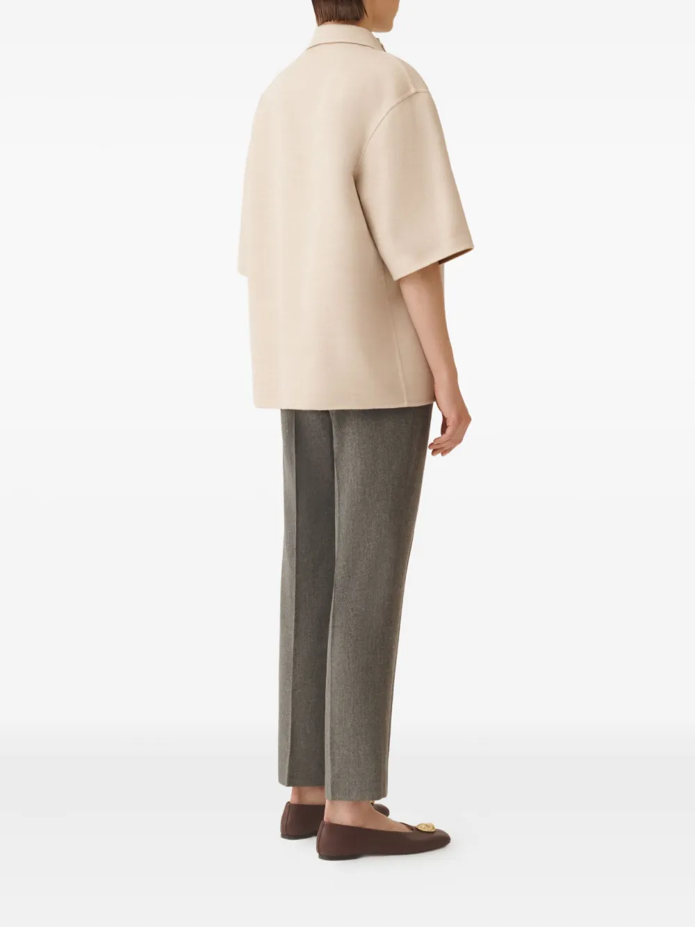 Fabiana Filippi Verfraaid shirtjack met korte mouwen Beige