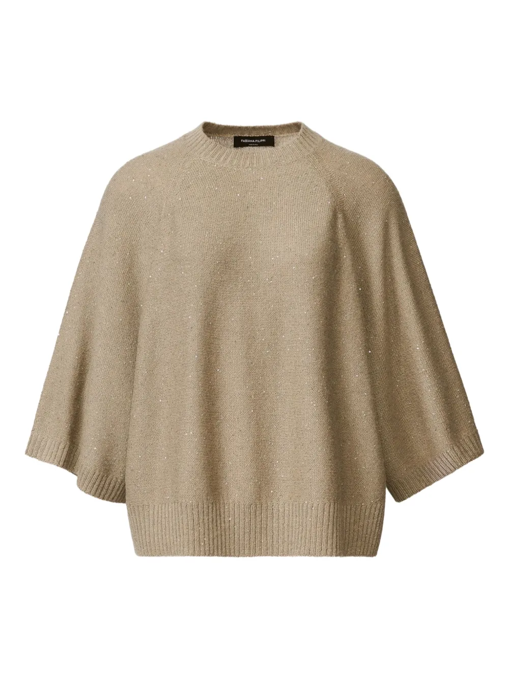 Fabiana Filippi Trui verfraaid met pailletten en raglan mouwen Beige