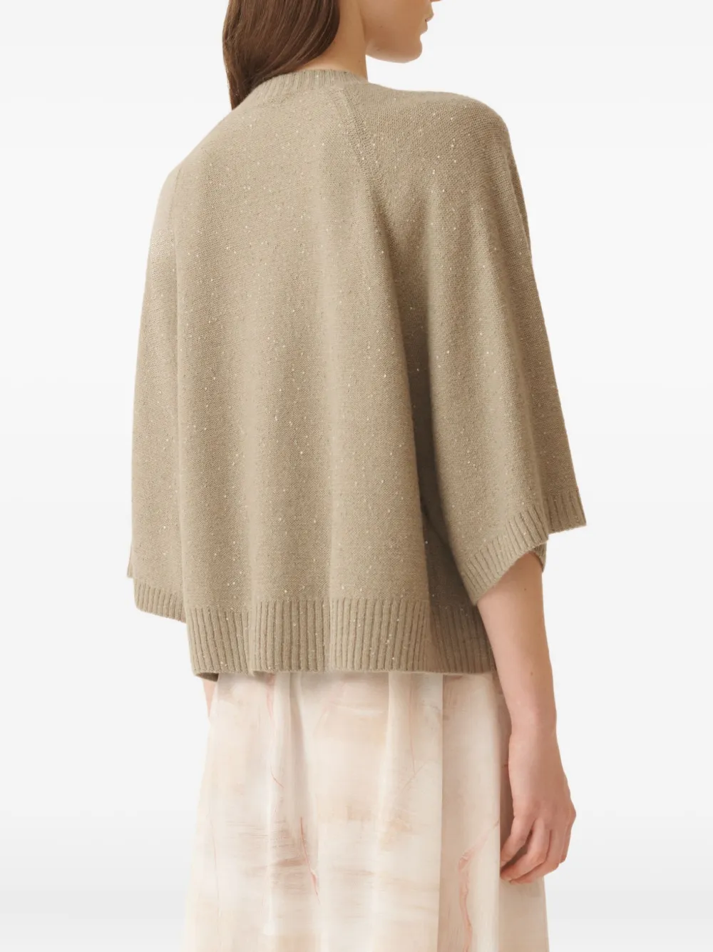 Fabiana Filippi Trui verfraaid met pailletten en raglan mouwen Beige