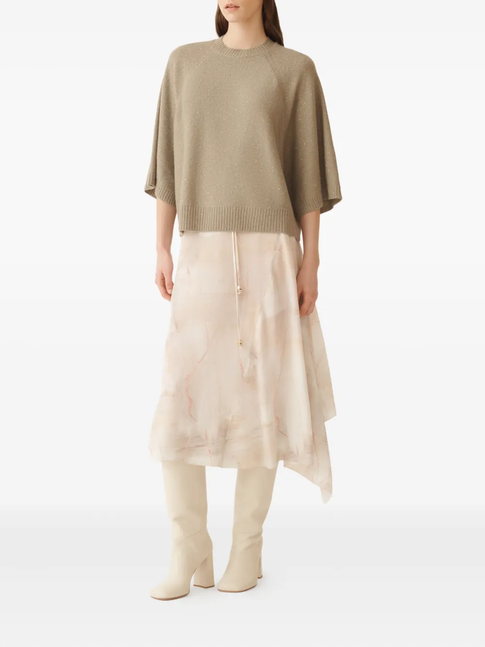 Fabiana Filippi Trui verfraaid met pailletten en raglan mouwen Beige