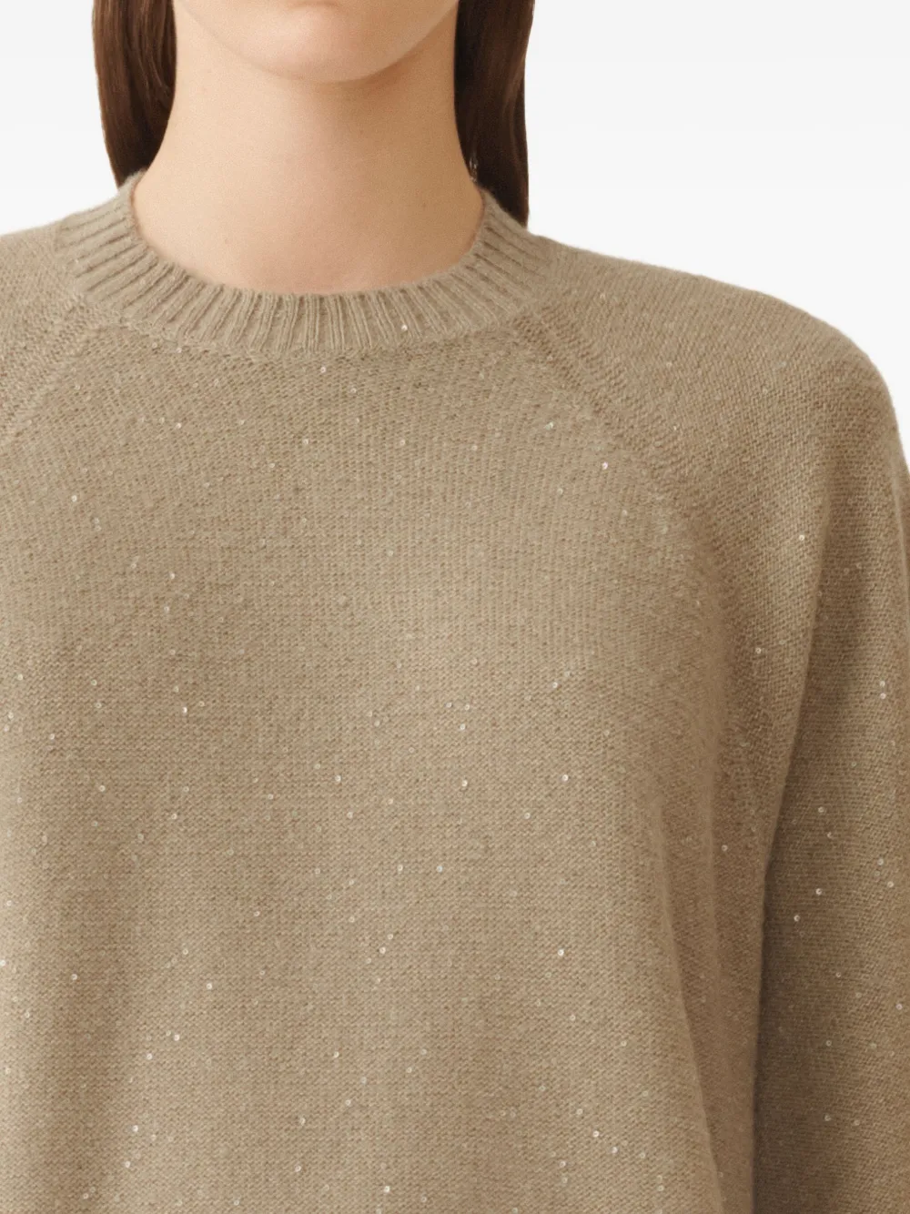 Fabiana Filippi Trui verfraaid met pailletten en raglan mouwen Beige