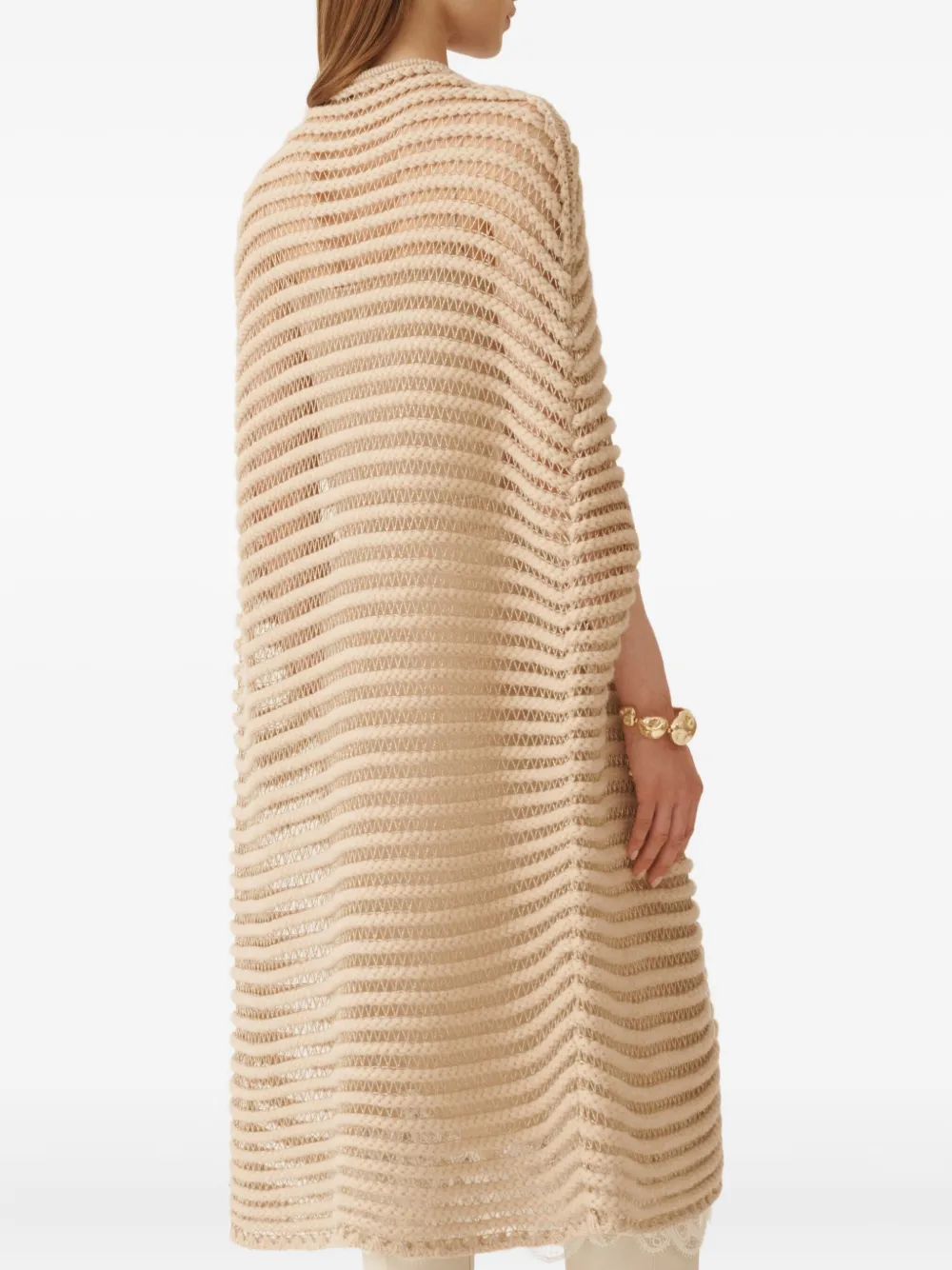 Fabiana Filippi Opengebreide cape met lurex detail Beige