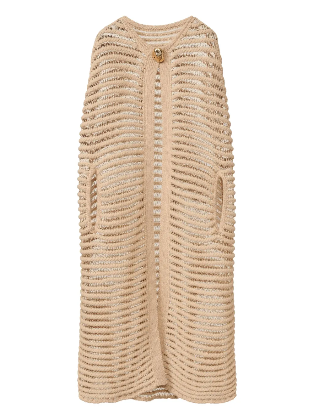 Fabiana Filippi Opengebreide cape met lurex detail Beige