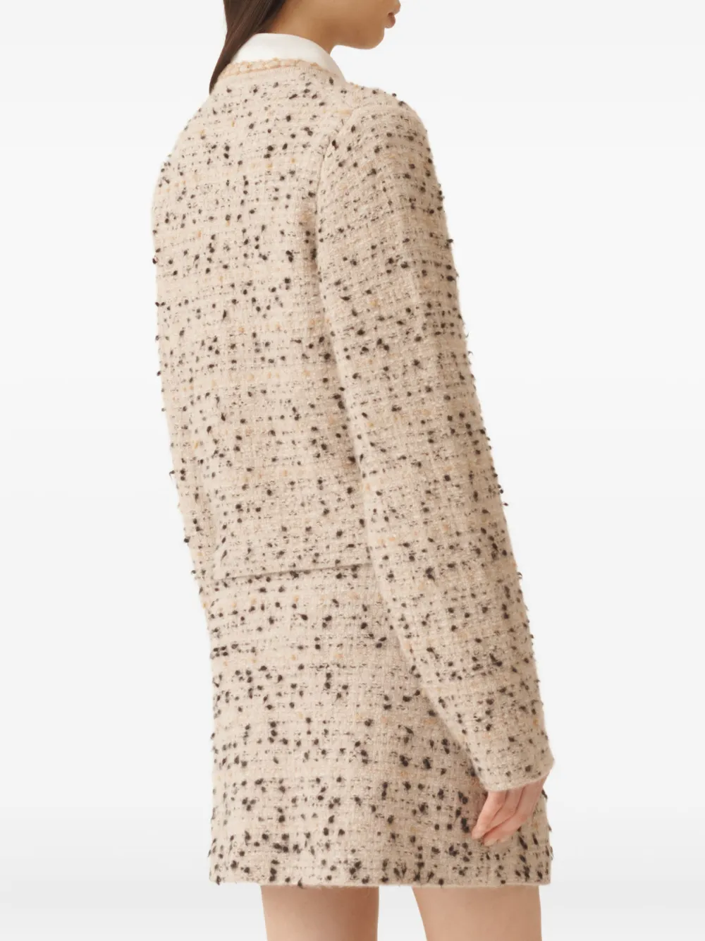 Fabiana Filippi Tweed jack met gouden knoop Beige