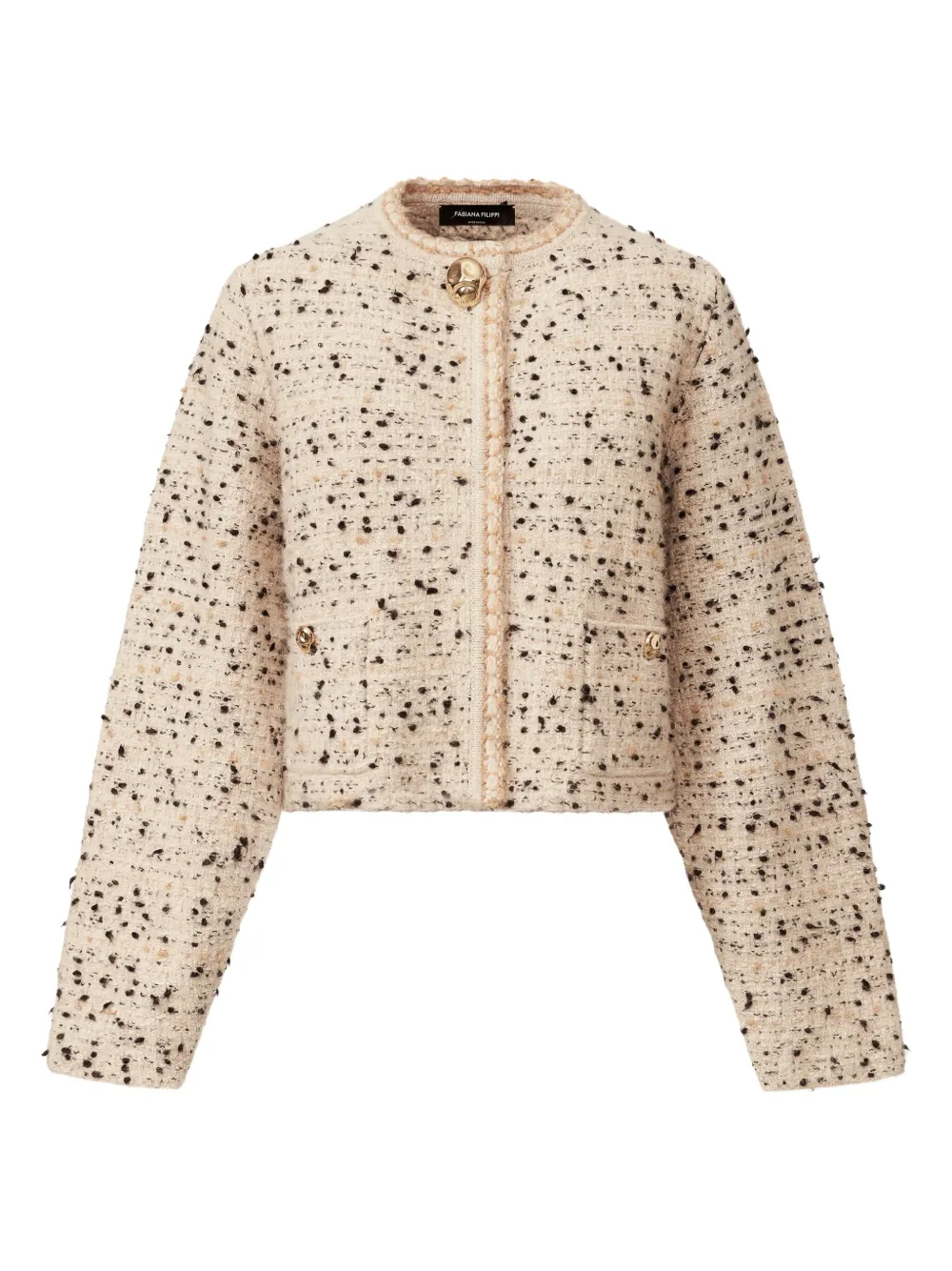 Fabiana Filippi Tweed jack met gouden knoop Beige