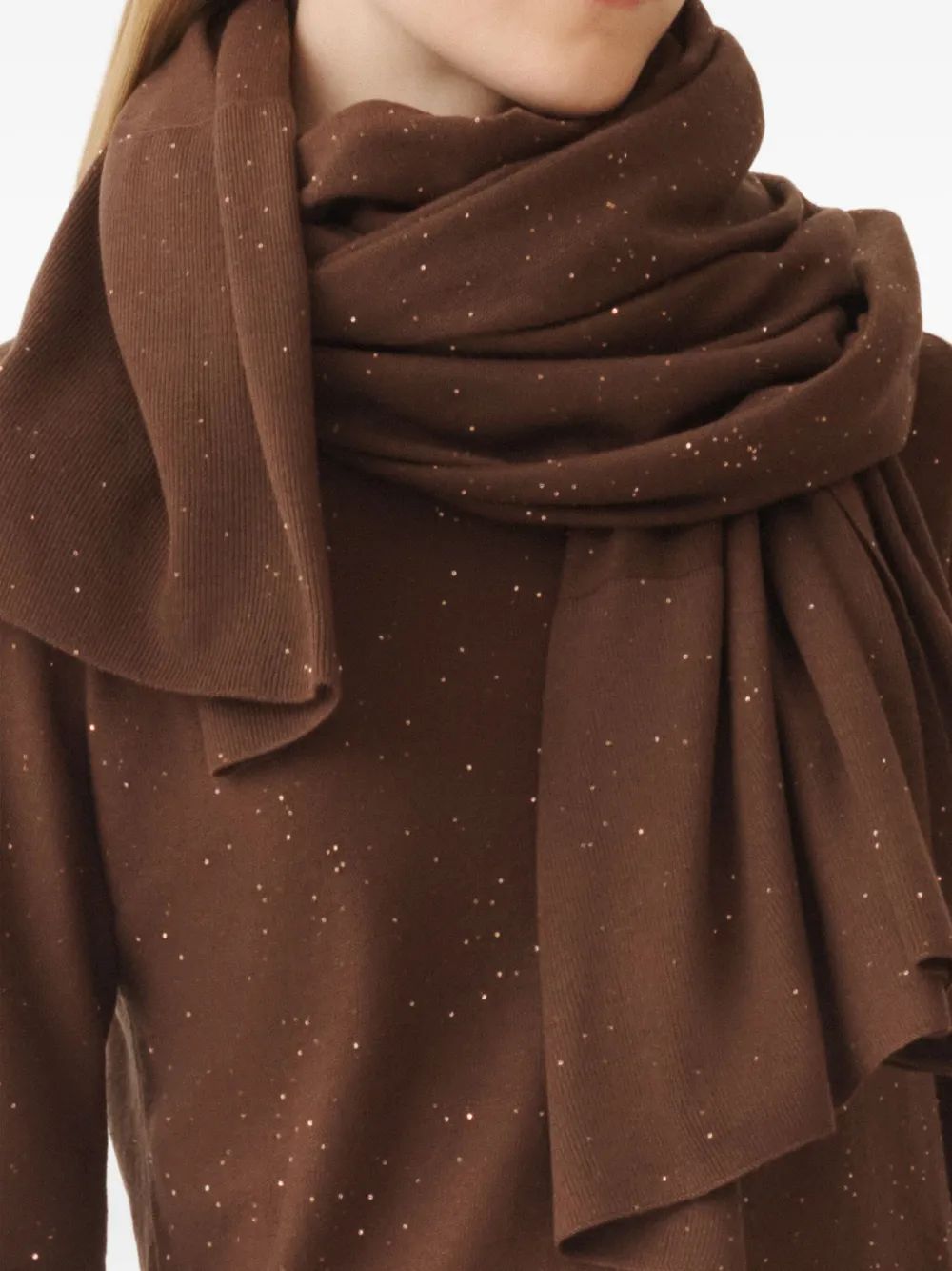 Fabiana Filippi Geribbelde sjaal met metallic-effect Bruin