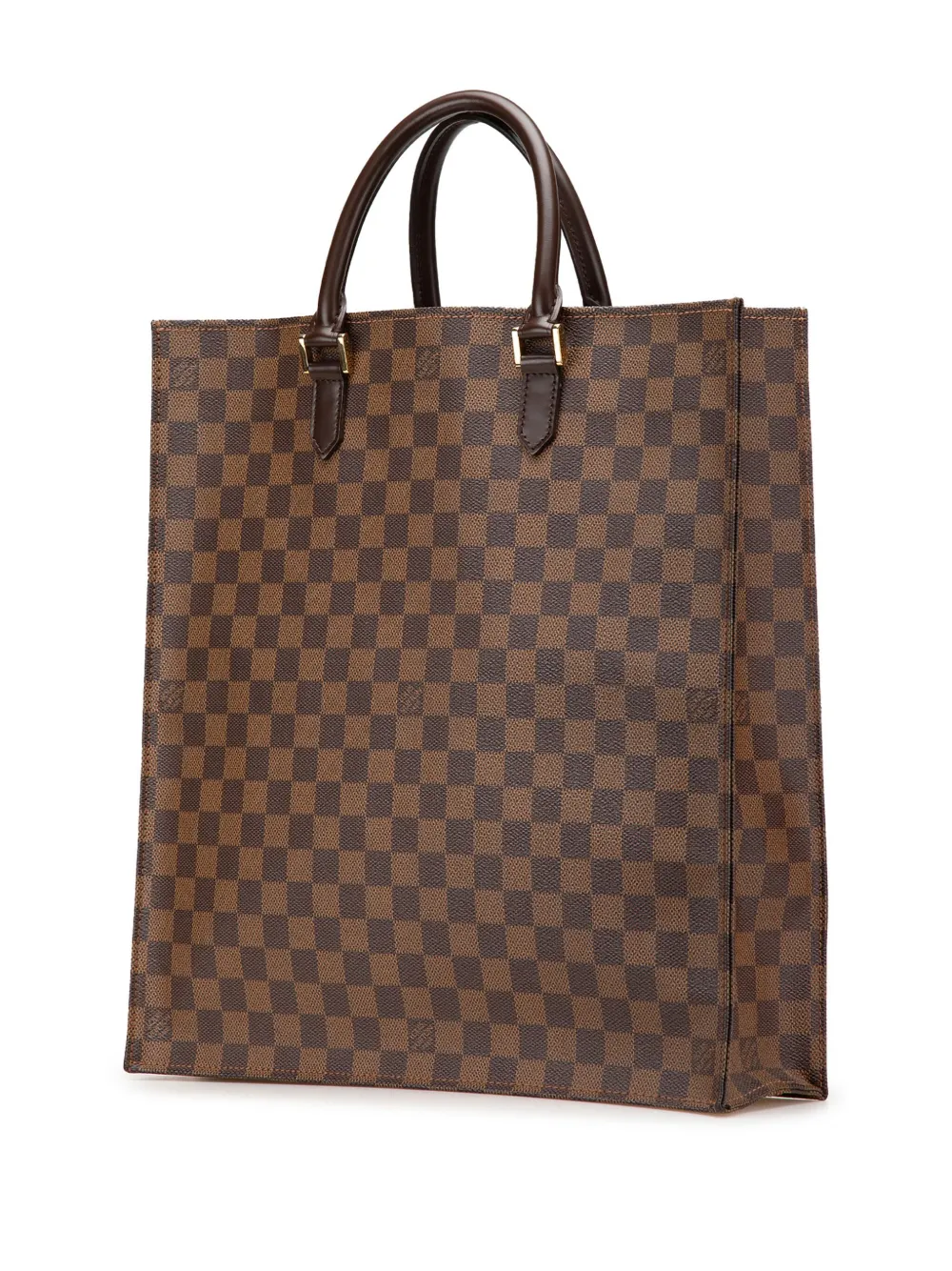 Pre-owned Louis Vuitton 2004 Damier Ebene Sac Plat Tote Bag In Brown