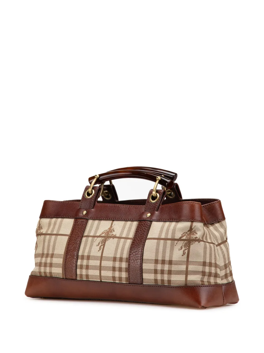 Pre-owned Burberry 2018-2024 Haymarket Check Canvas Tote Bag In Brown
