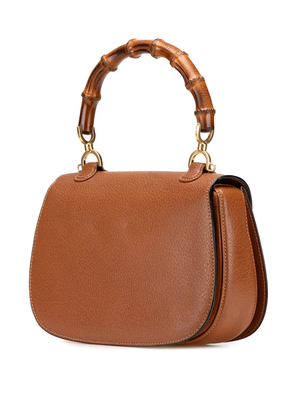 Pre-owned Gucci 20th Century Calfskin Bamboo Night Satchel In Brown