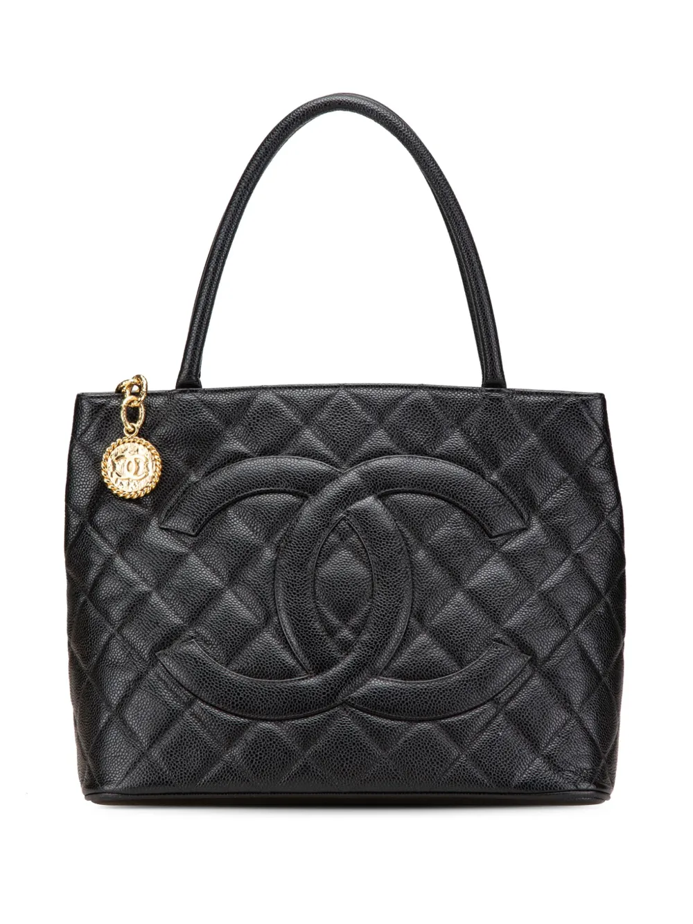 CHANEL Pre-Owned 2002-2003 キャビア メダリオン トートバッグ - ブラック CHANEL Pre-Owned 2002-2003 キャビア メダリオン トートバッグ - ブラック