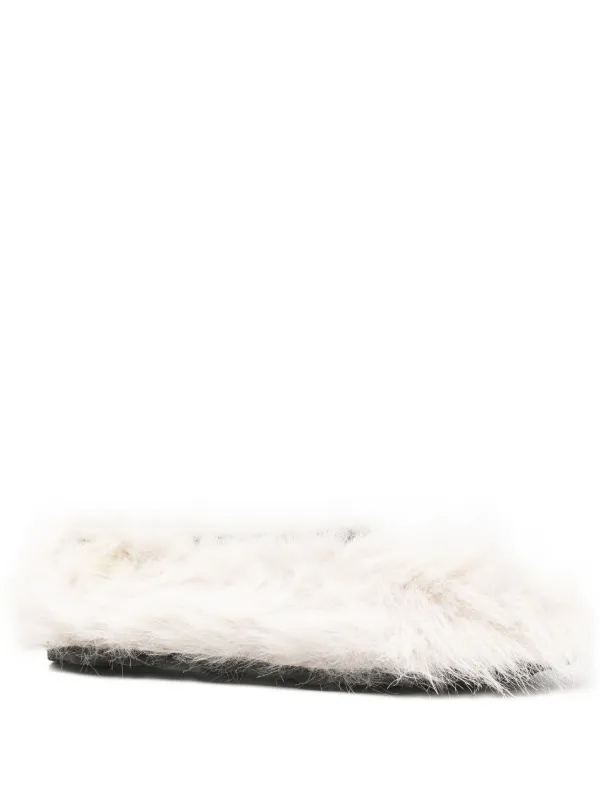 Moschino Faux-fur Ballet Flats in White