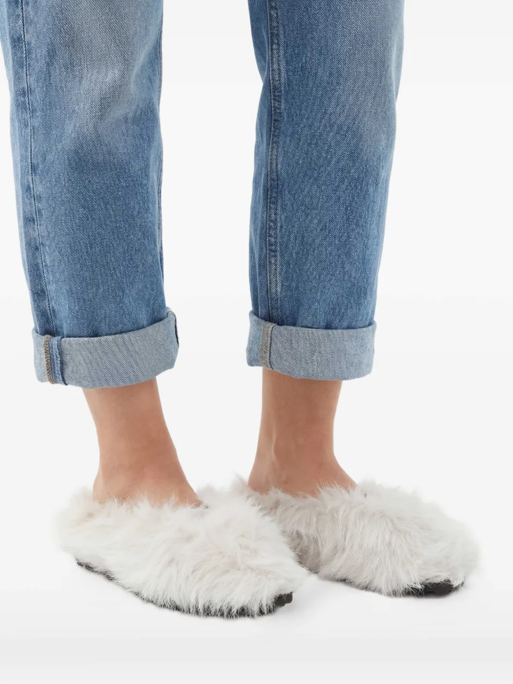 Moschino Faux-fur Ballet Flats in White, view 2