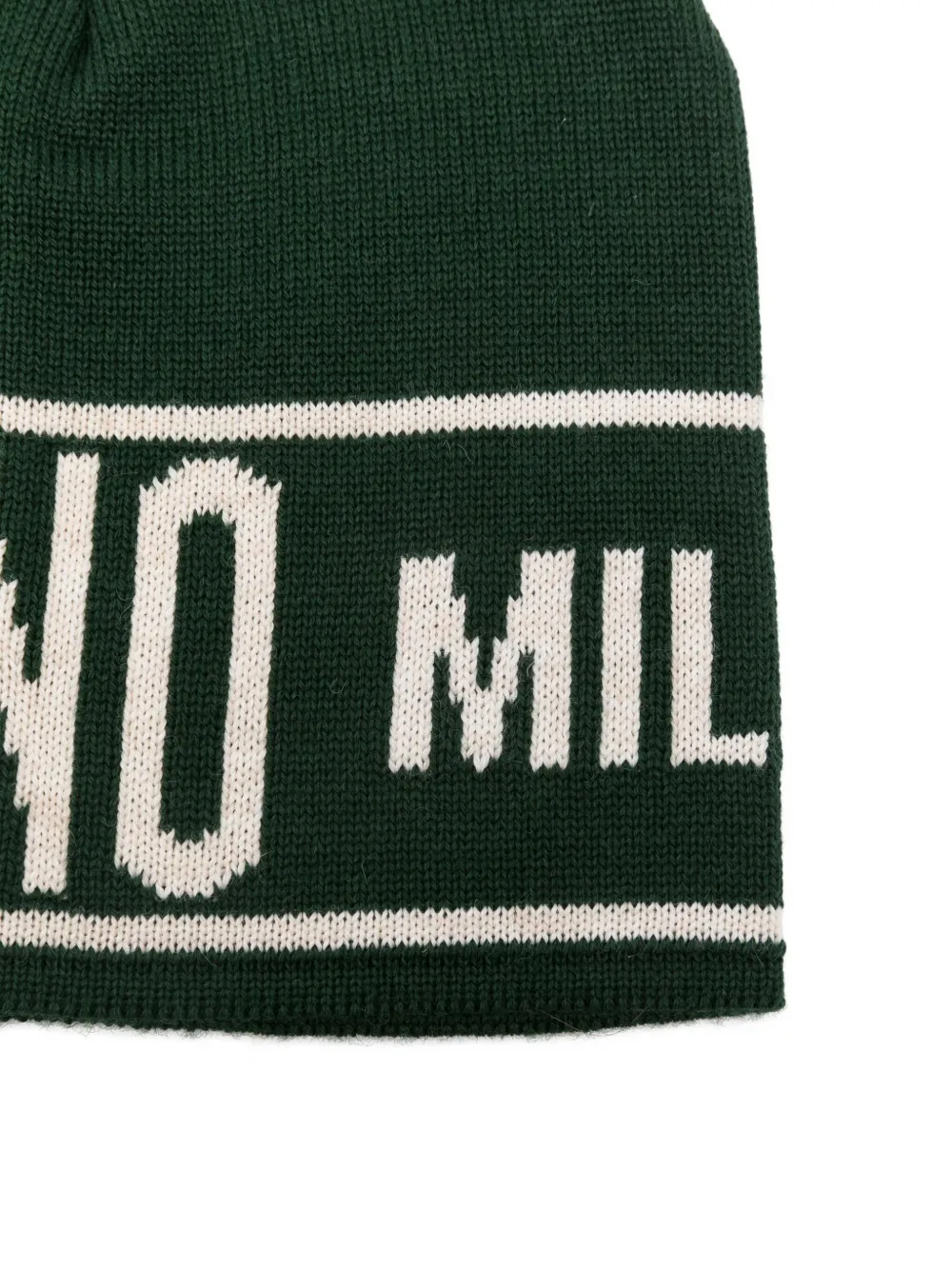 Moschino Logo-intarsia Beanie In Green