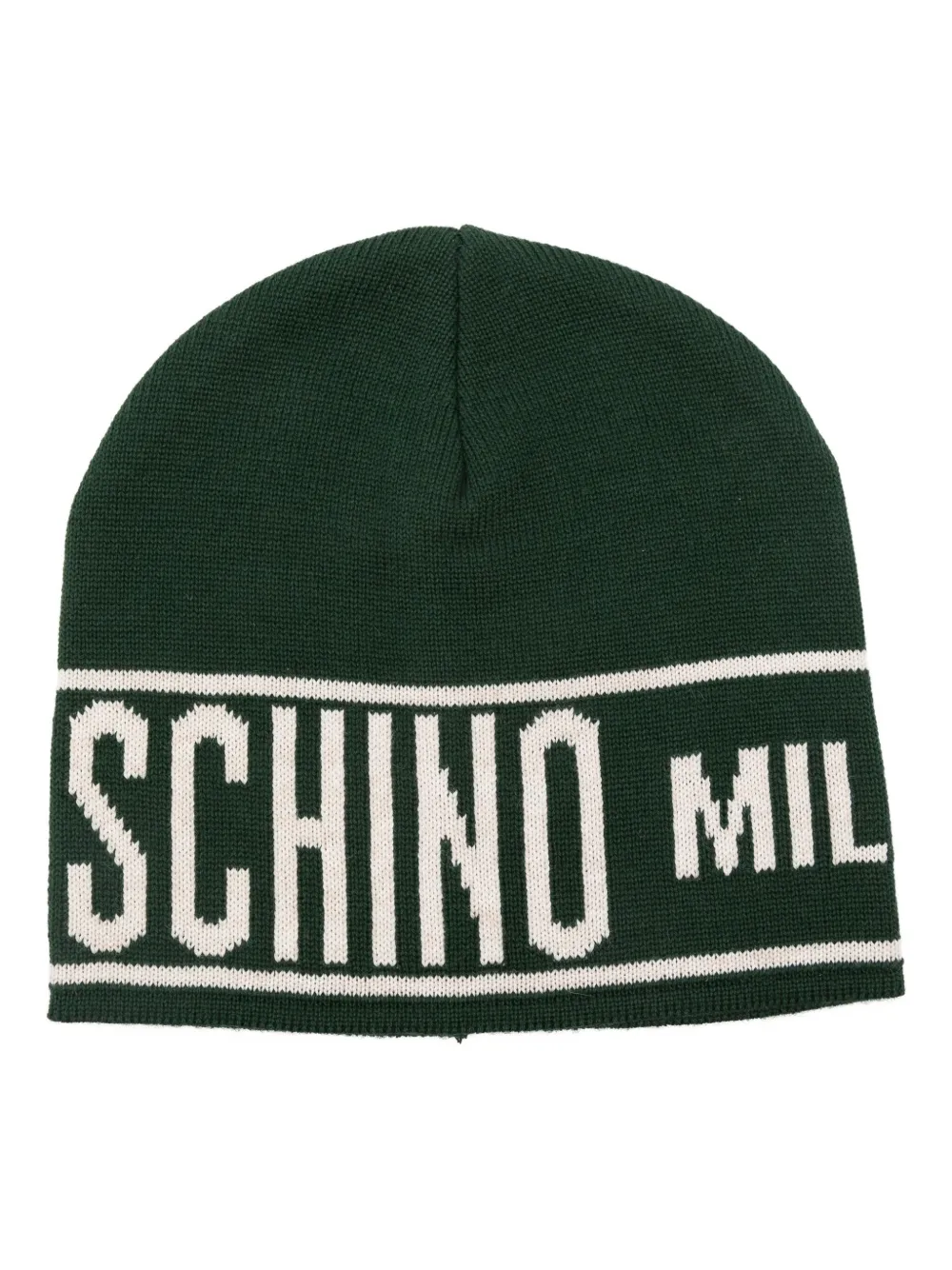 Moschino Logo-intarsia Beanie In Green
