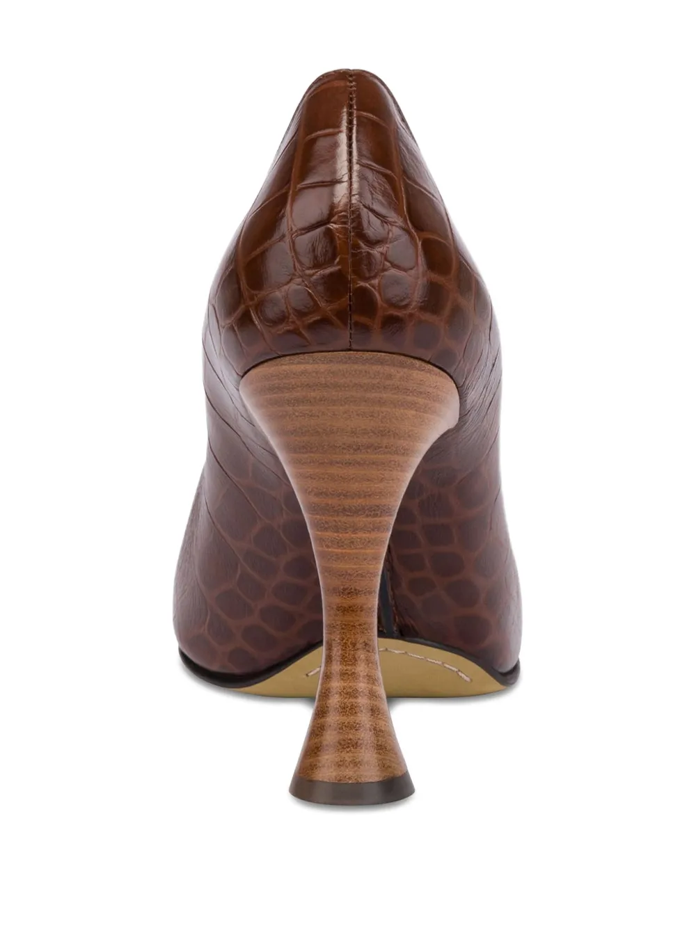 Moschino crocodile-embossed square-toe pumps Brown