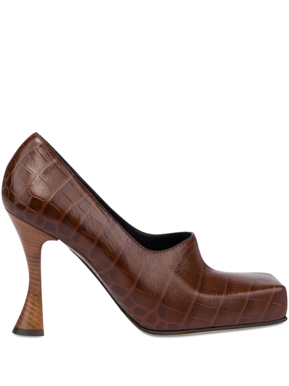 Moschino crocodile-embossed square-toe pumps | Brown | Image 1