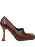 Moschino crocodile-embossed square-toe pumps - Brown