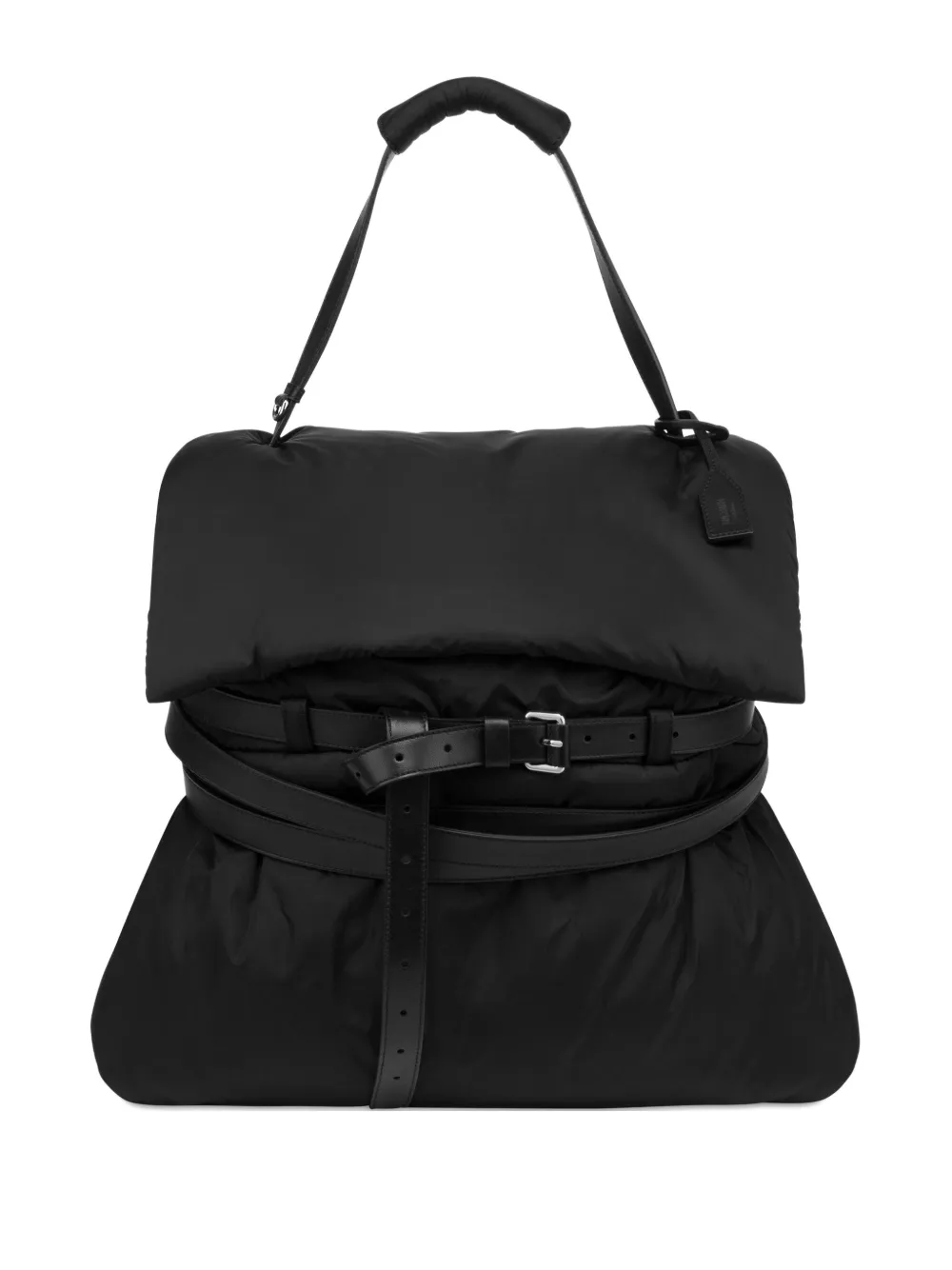 Moschino Quilted Belted Shoulder Bag In Black