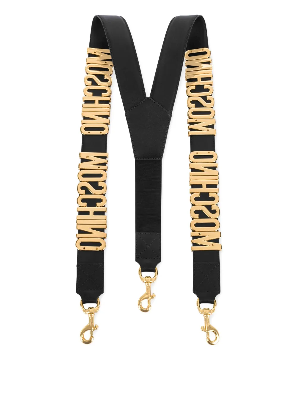Moschino Leren bretels met logoplakkaat - Zwart
