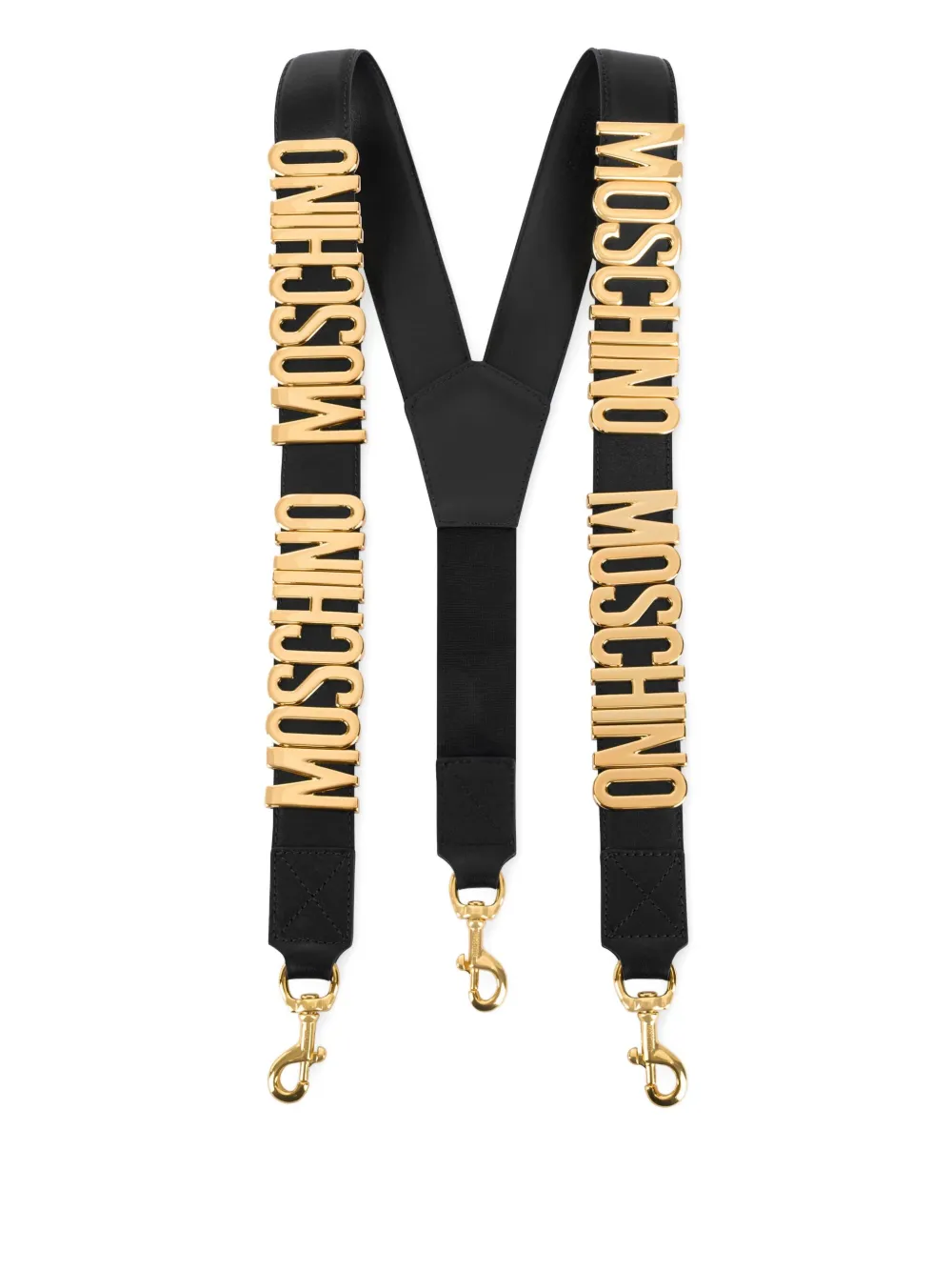 Moschino Leren bretels met logoplakkaat Zwart