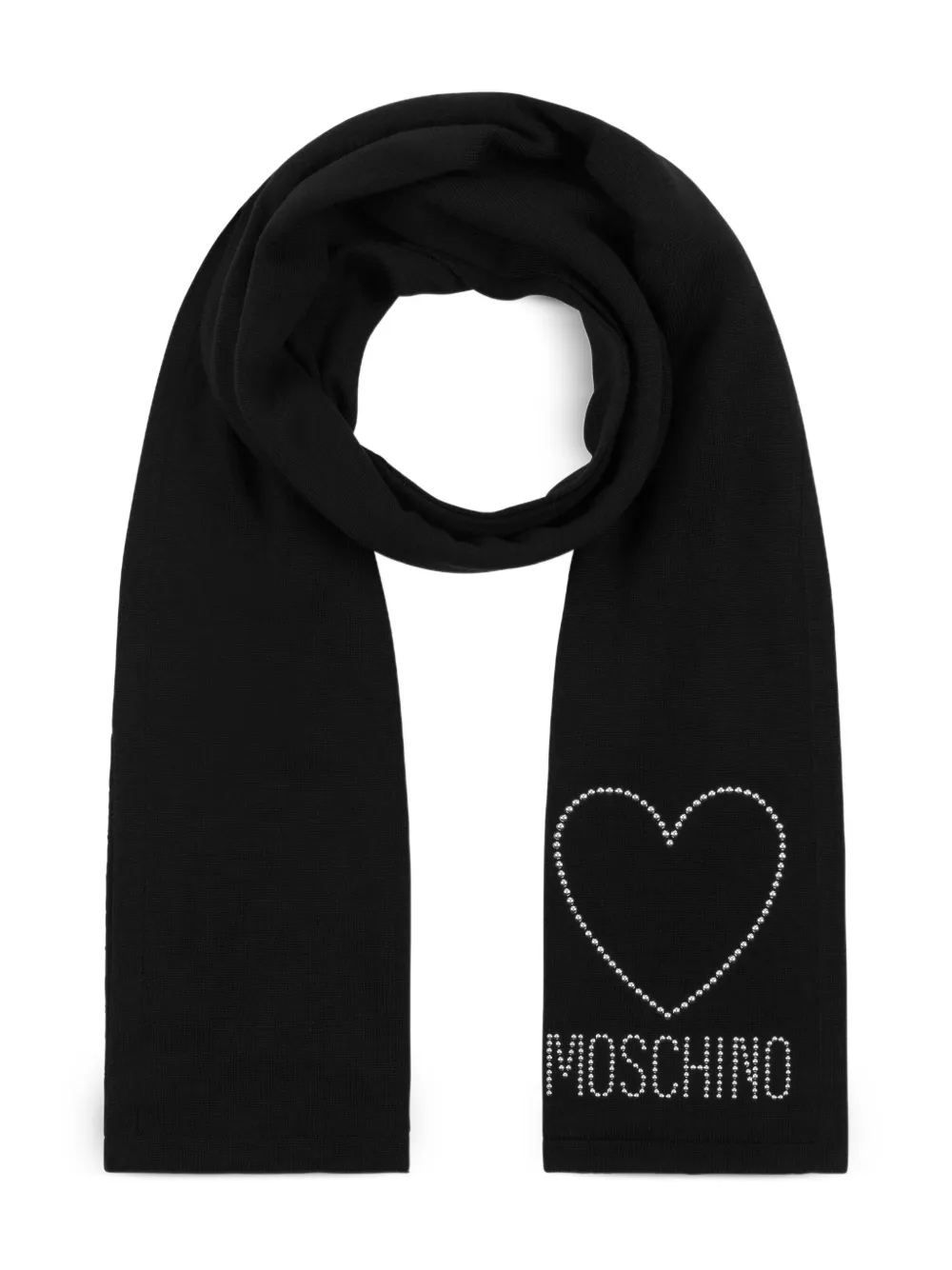 Moschino Wollen sjaal met hartvormige studs Zwart