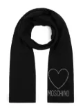 Moschino heart-studded wool scarf - Black