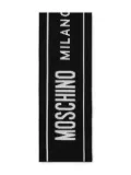 Moschino logo-detail wool scarf - Black