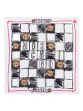 Moschino teddy bear-print check scarf - White