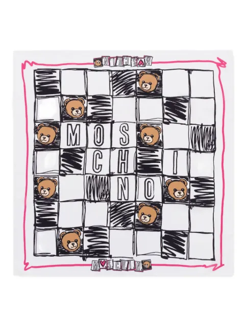 Moschino Echarpe xadrez com estampa Teddy Bear