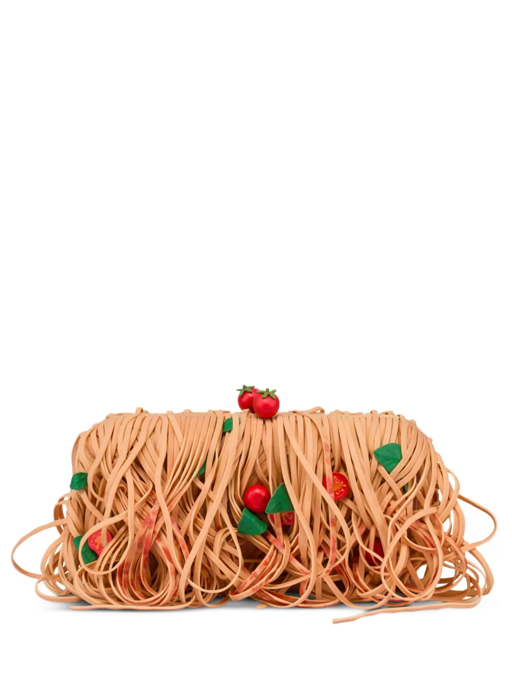 Moschino Spaghetti-motif Fringed Clutch Bag In Neutral