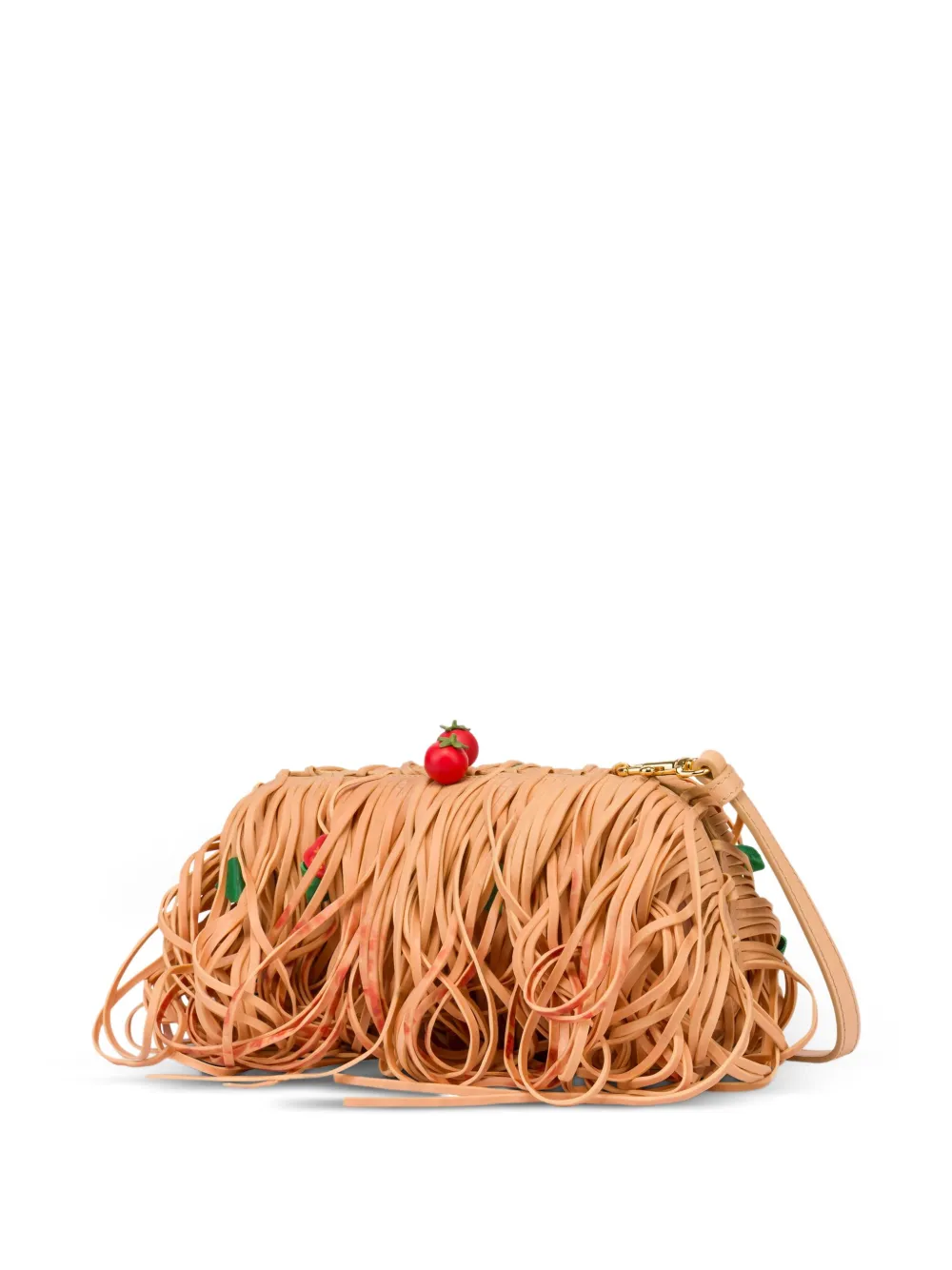 Moschino Spaghetti-motif Fringed Clutch Bag In Neutral