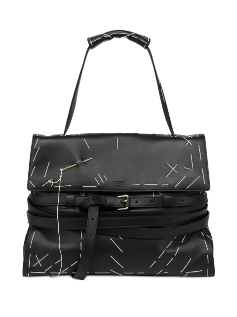 Moschino stitched leather shoulder bag