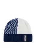Moschino chevron-pattern knitted beanie - Blue