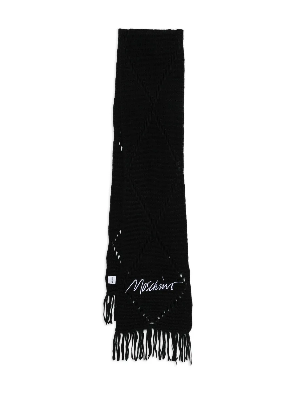 Moschino mascada con logo y flecos | negro | Image 1