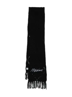 Stola Donna MOSCHINO - Nero, 100% Seta, Made In Italy, Lavabile A Mano
