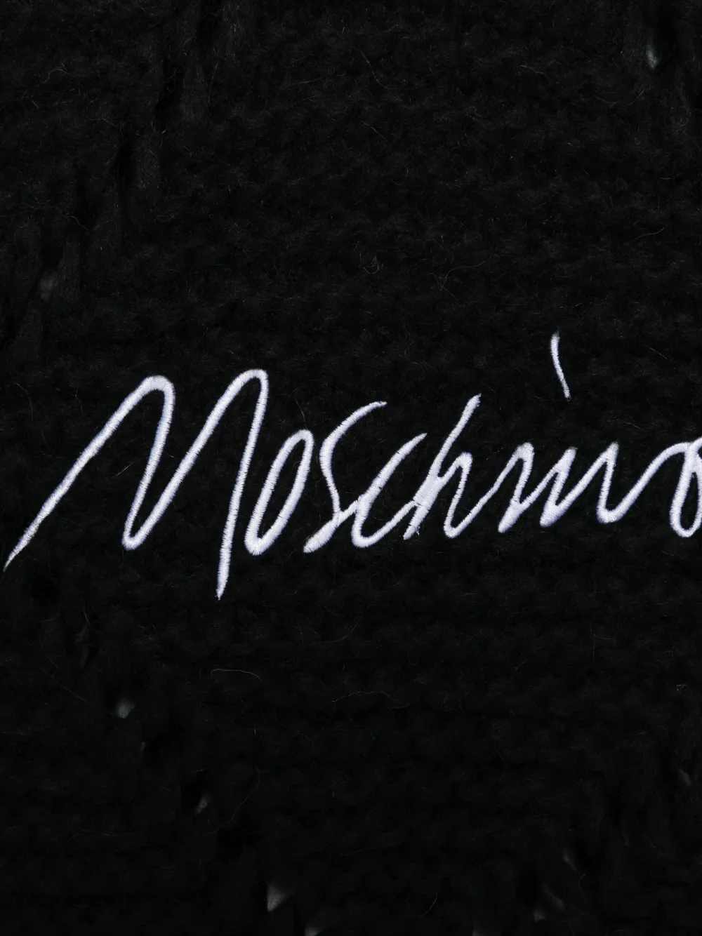 Moschino logo fringed scarf - Zwart