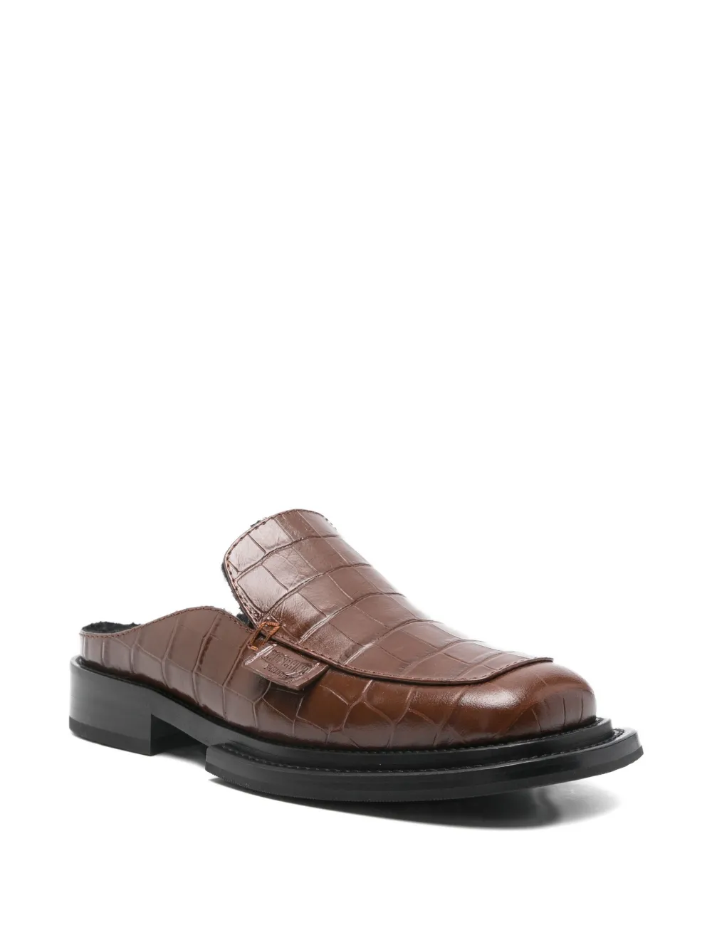 Moschino Muiltjes met krokodillen-reliëf Bruin