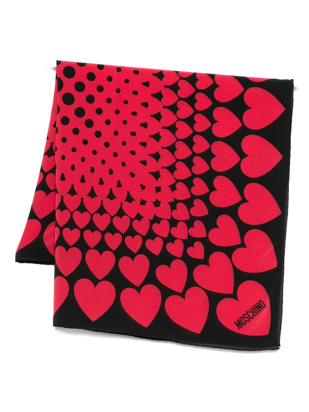 Moschino Silk Scarf With Heart Print In Multi
