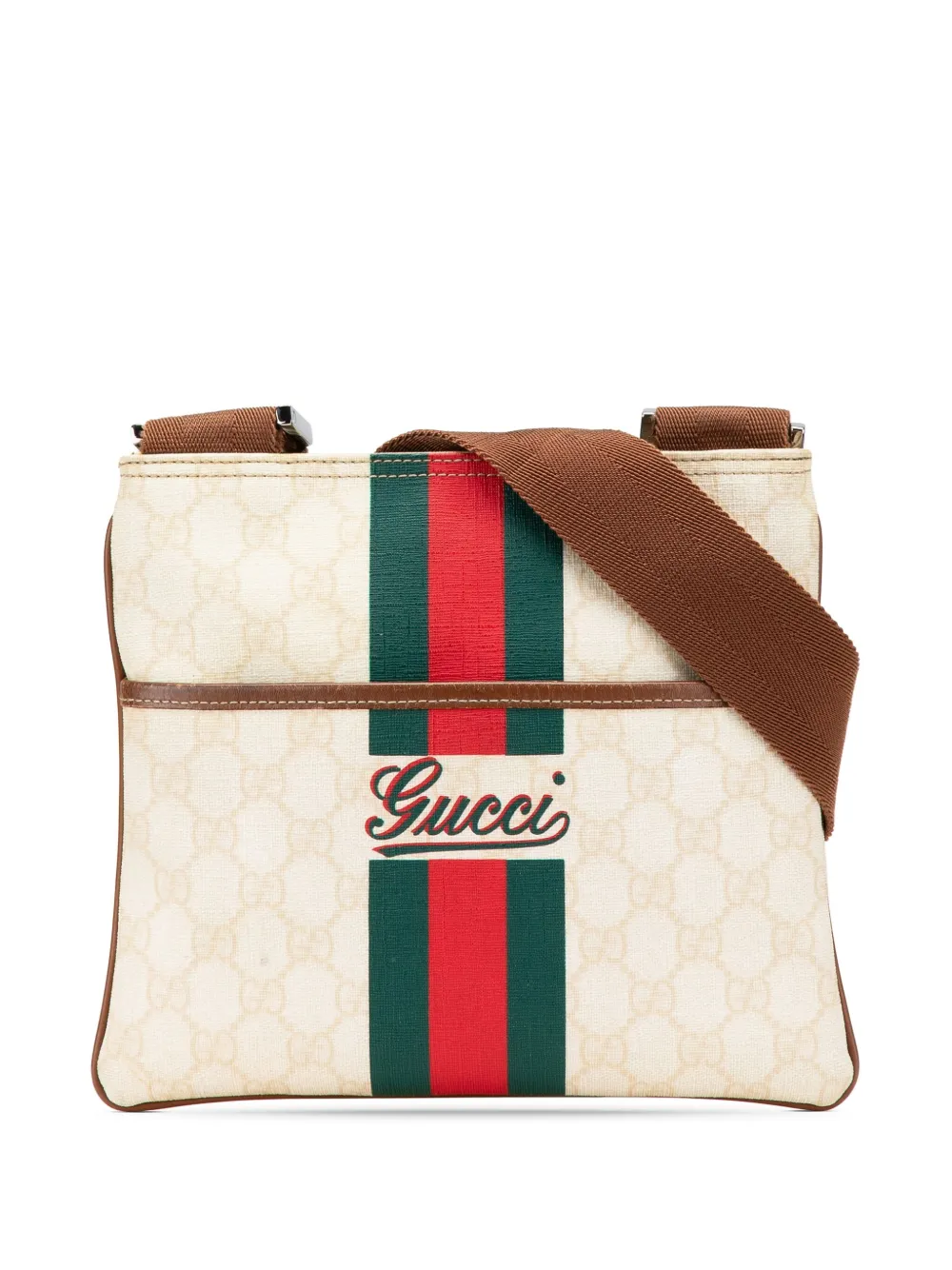 Gucci Pre-Owned 2000-2015 GGスプリーム ウェブ ショルダーバッグ - ブラウン Gucci Pre-Owned 2000-2015 GGスプリーム ウェブ ショルダーバッグ - ブラウン