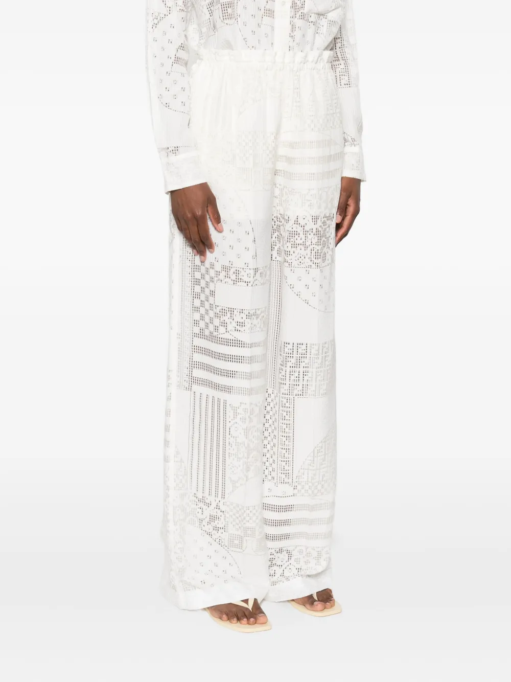 FENDI Broek met kanten vlakken Wit