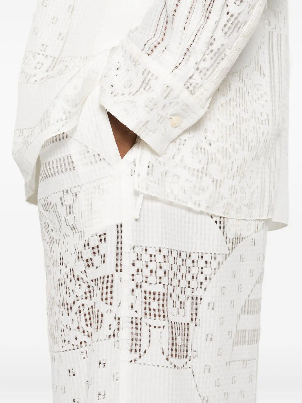 FENDI Broek met kanten vlakken Wit