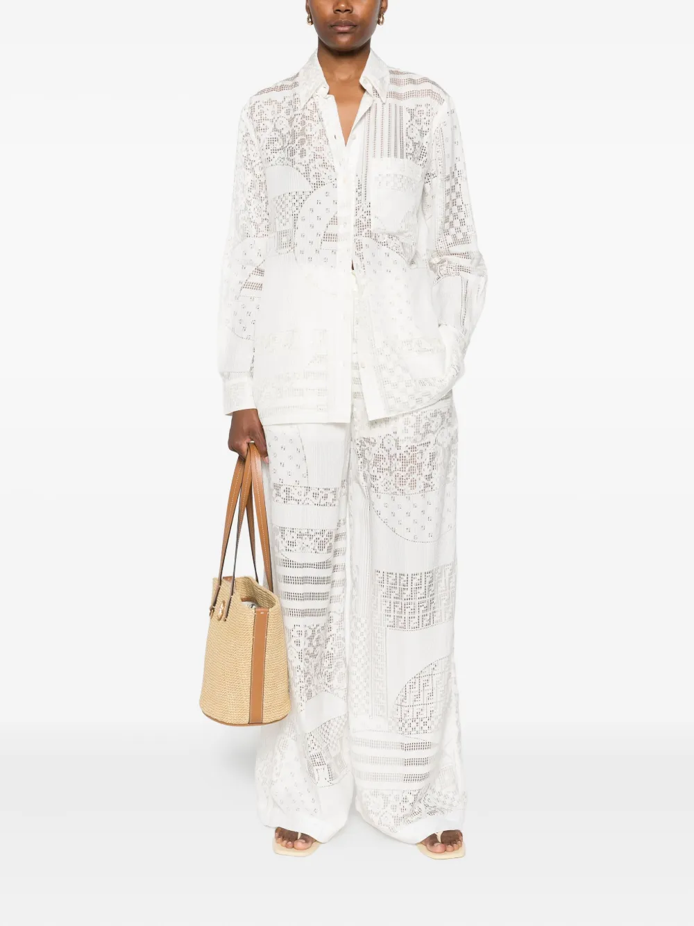 FENDI Broek met kanten vlakken Wit