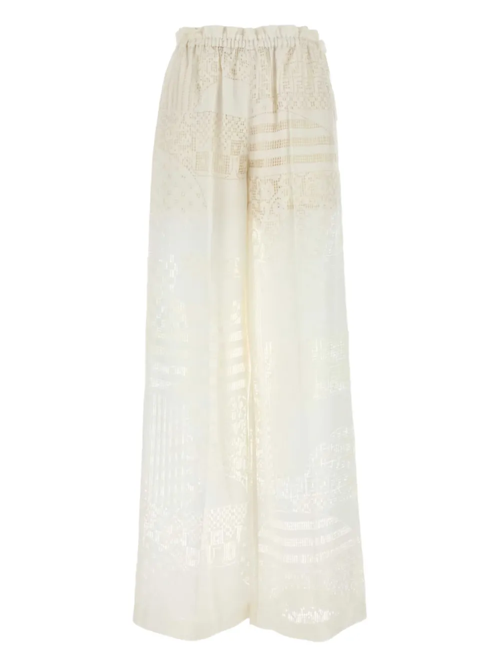 FENDI lace-panel trousers - Bianco