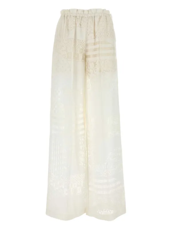 Fendi Lace-panel Trousers in White