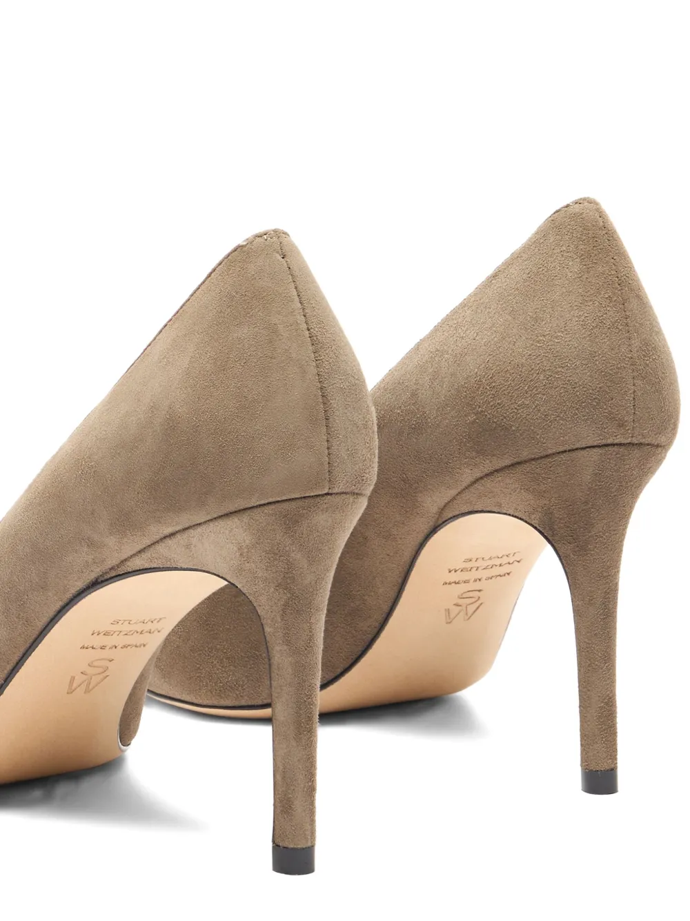 Stuart Weitzman 85mm Stuart Power Suede Pointed-toe Pumps In Brown
