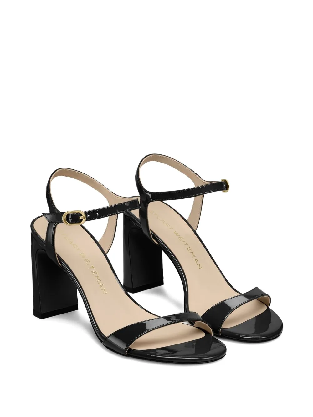 Stuart Weitzman patent leather ankle-strap sandals Black